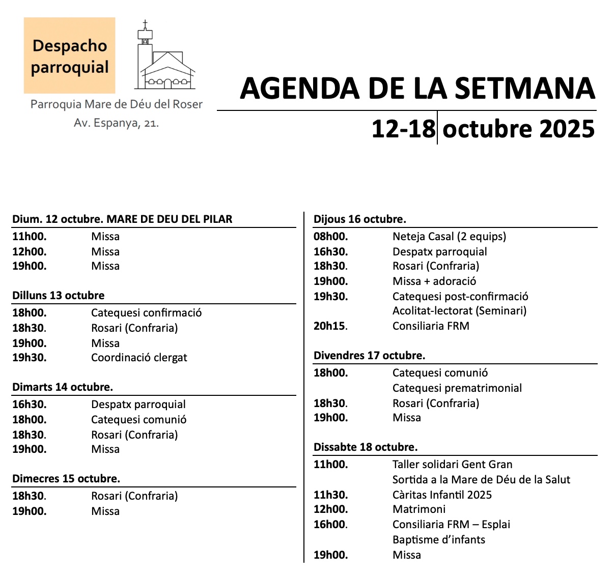 Agenda parroquial