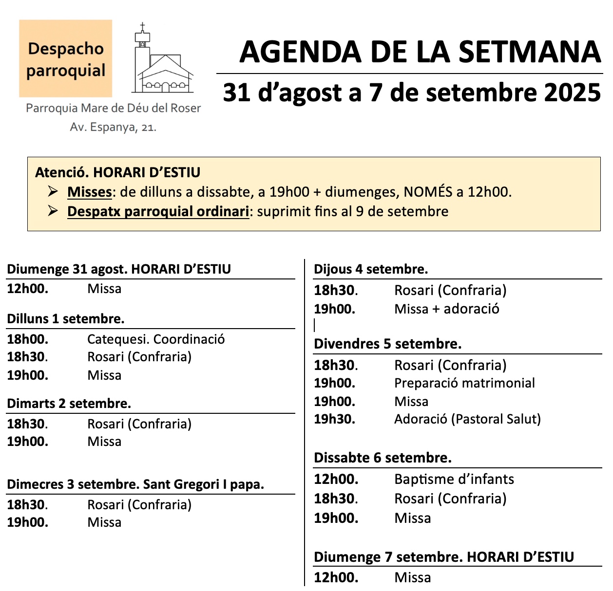 Agenda parroquial